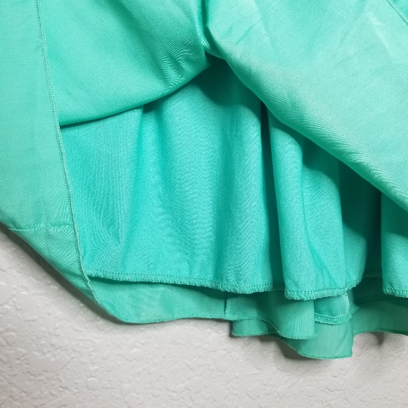 Altar'd State Bow Mini Dress Pleated Peacock Green - Picture 4 of 8